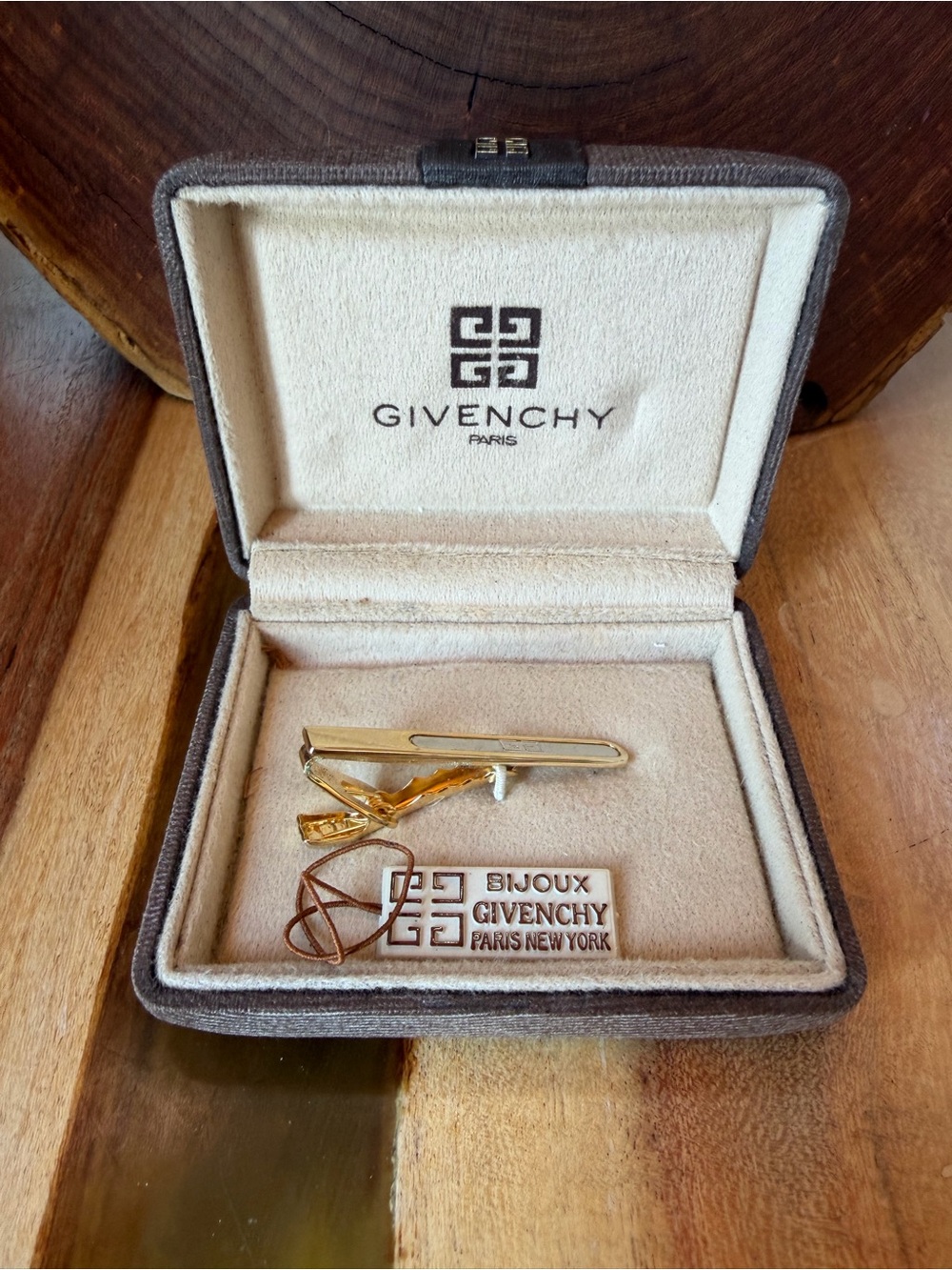 Vintage Givenchy Gold Tie Clip with tag and box